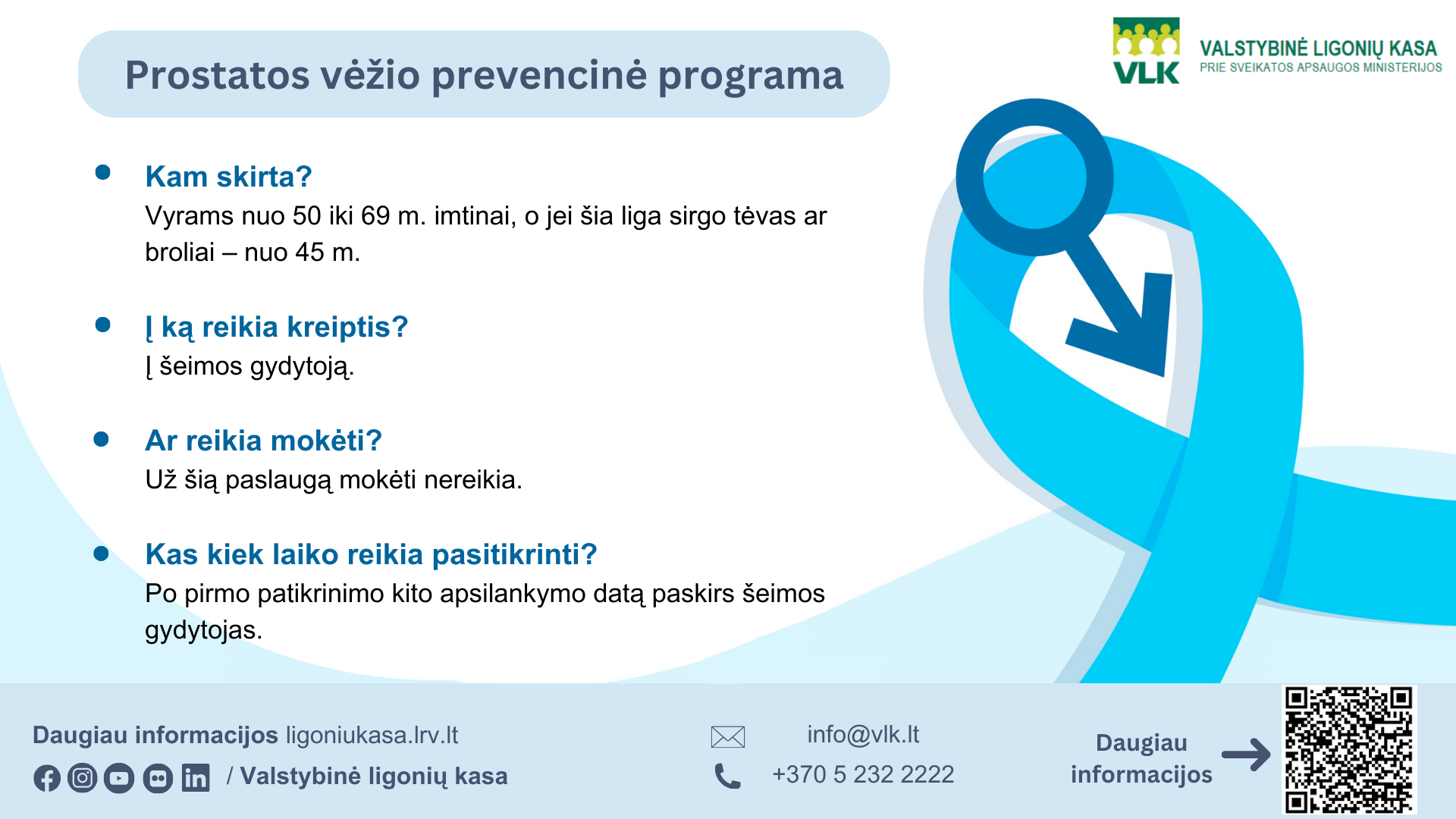 Prostatos vėžio prevencinė programa VLK infografikas