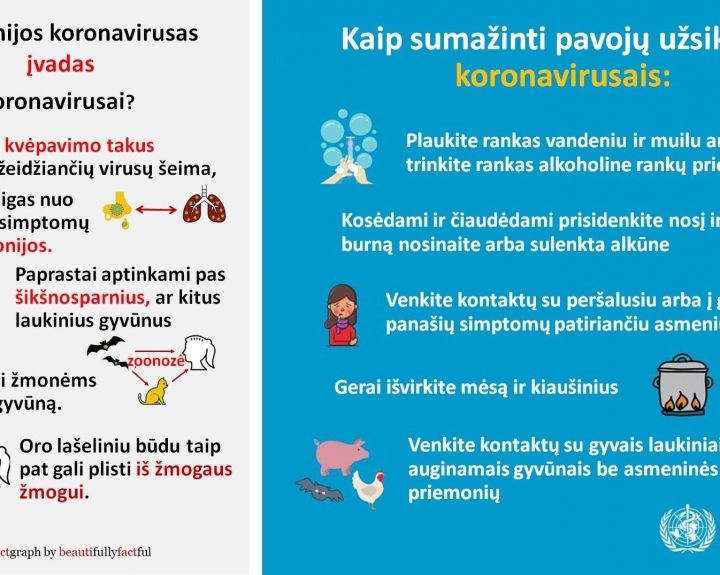 Siaučiant koronavirusui skatinama namuose turėti medicininių kaukių ir daugiau dėmesio skirti higienai   