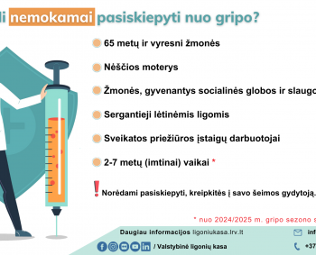 Gripo vakcina nemokamai pasiskiepyti galės daugiau žmonių